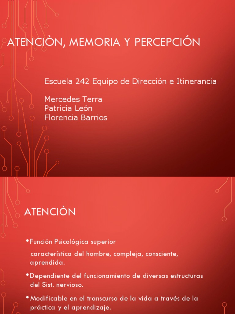 Atenciòn Memoria Y Percepción Pdf Memoria Atención