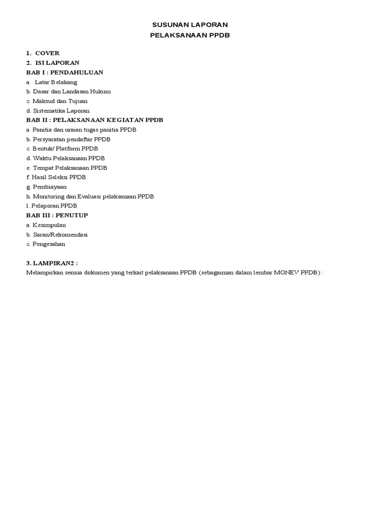 Contoh Laporan PPDB | PDF