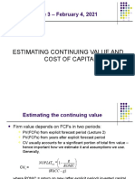 Lecture 3 - Estimating Continuing Value and Cost of Capital