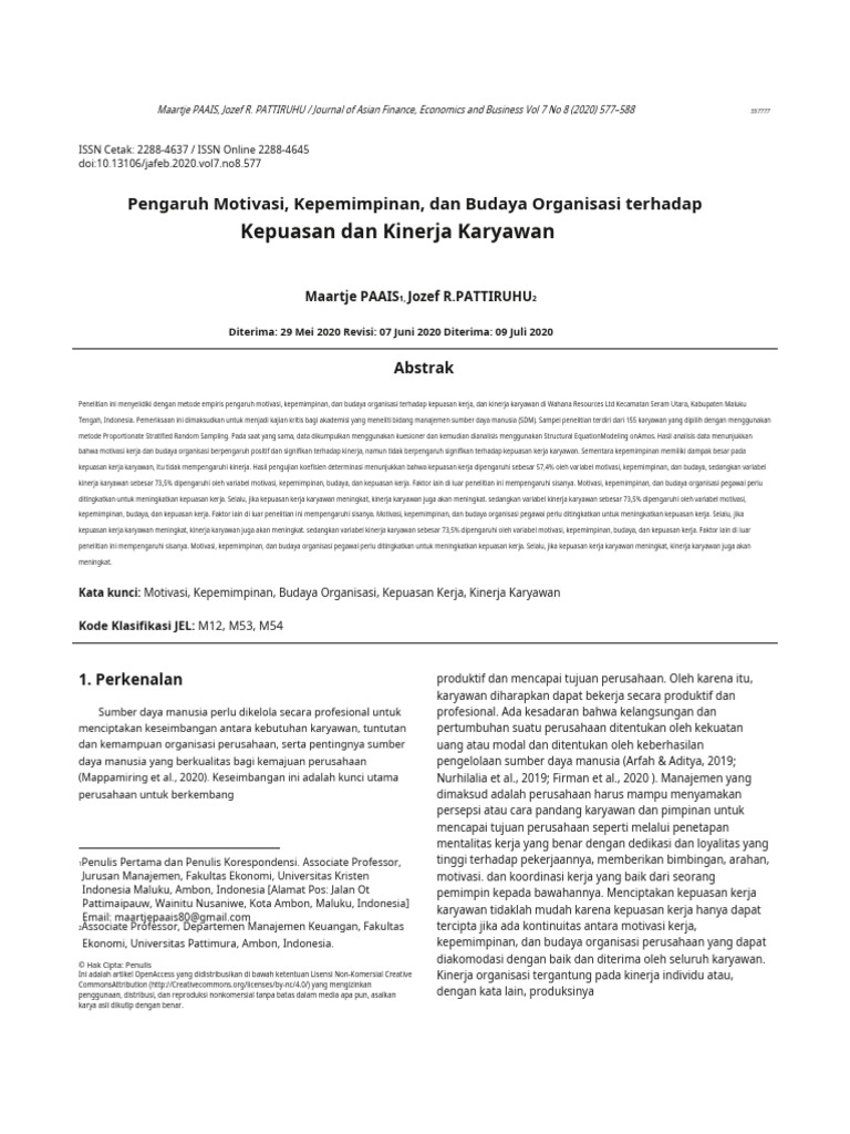 Translate Hrm2 Effect Of Motivation Leadership And Organizational