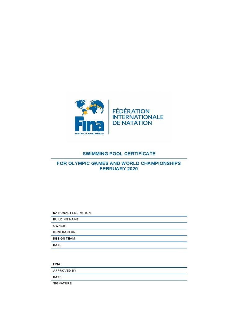 FINA Swimming Pool Certification Standards | PDF | Swimming (Sport ...