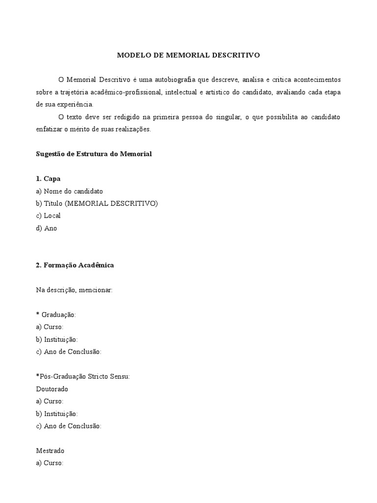 Modelo de Memorial Descritivo | PDF