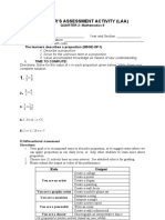 Learner'S Assessment Activity (Laa) : QUARTER 3-Mathematics 9