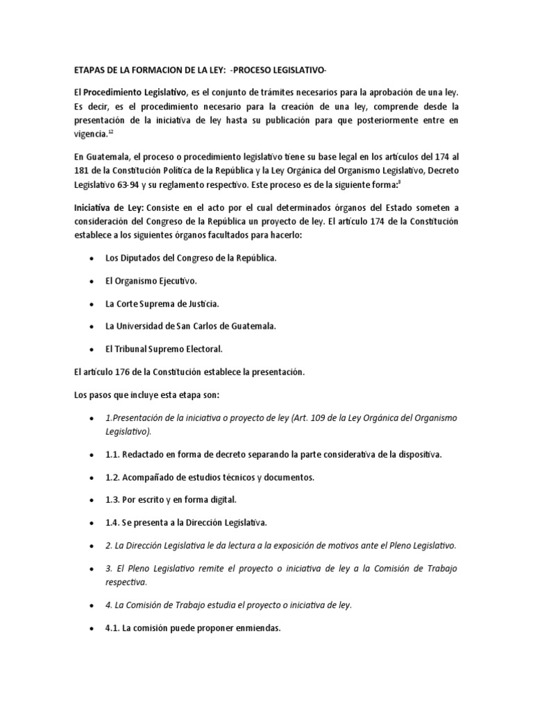 Proceso de Formación de la Ley en Guatemala | PDF | Política | Gobierno