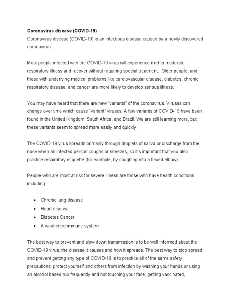 Coronavirus Disease (COVID-19) | PDF | Social Science | Self-Improvement