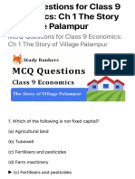 MCQ Questions For Class 9 Economics CH 1 The Story of Village Palampur