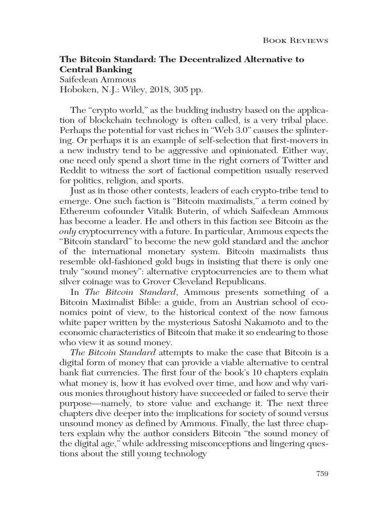 The Bitcoin Standard: The Decentralized Alternative To Central Banking |  PDF | Money | Bitcoin