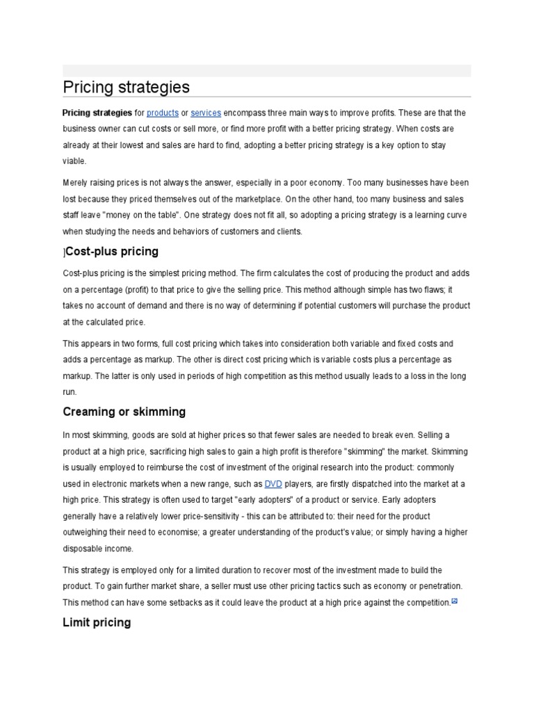Pricing Strategies | PDF | Pricing | Prices