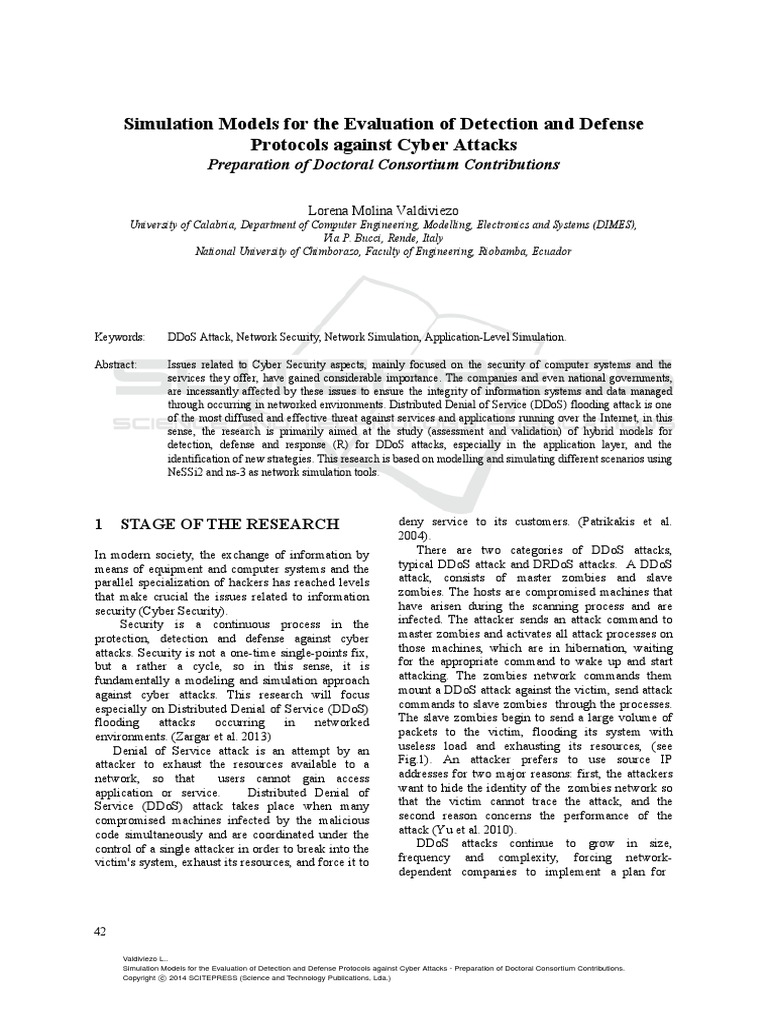 Simulation Models For The Evaluation of Detection and Defense Protocols ...