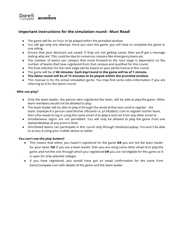 Simulation Round Instructions for Teams | PDF | Http Cookie | Warehouse