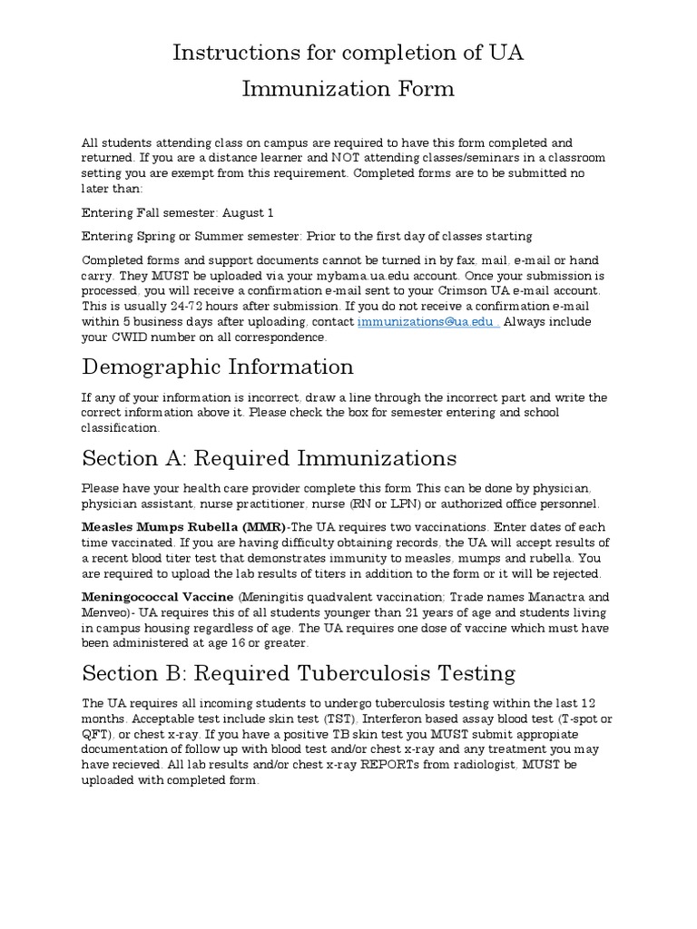 Immunization Form 11951786 | PDF | Tuberculosis | Vaccines