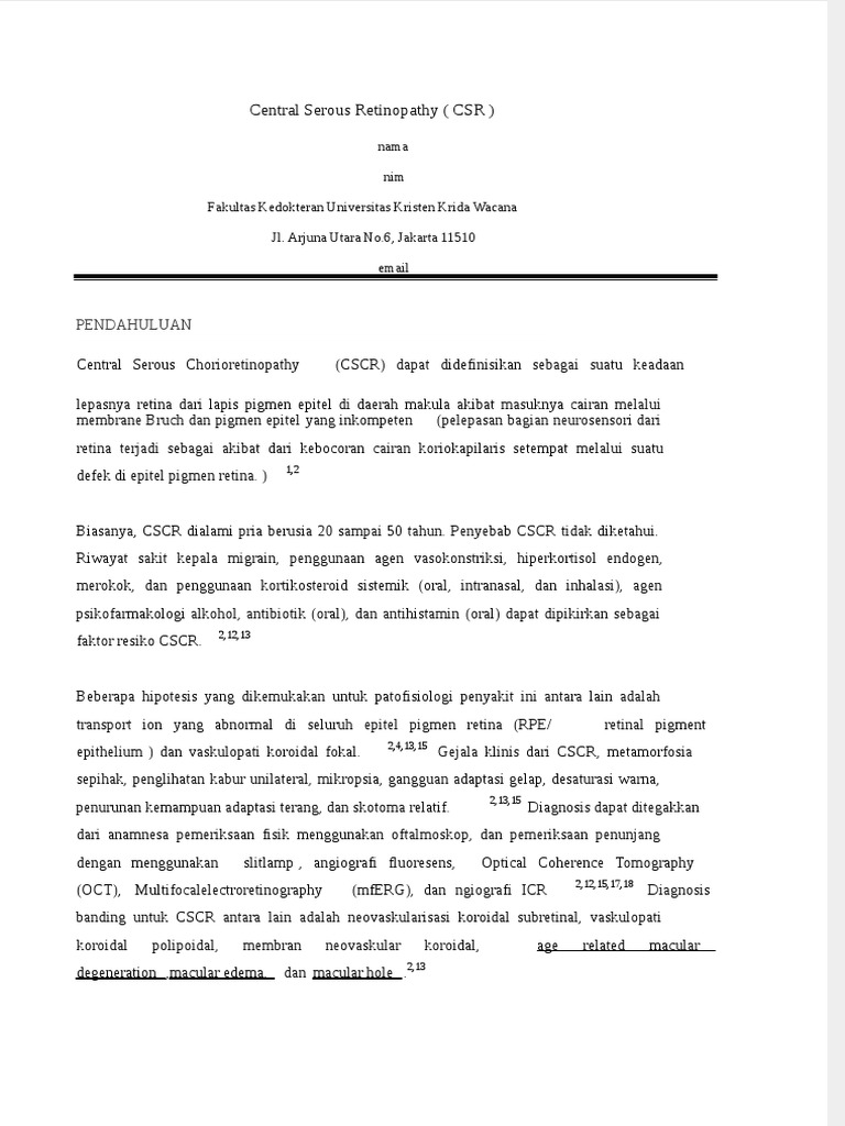 Panduan Lengkap Central Serous Retinopathy | PDF | Pengembangan Diri ...