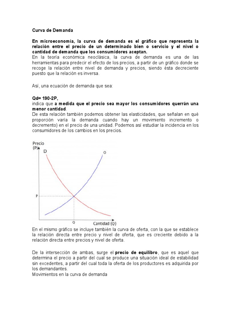 Curva de Demanda en Microeconomía | PDF | Oferta y demanda ...