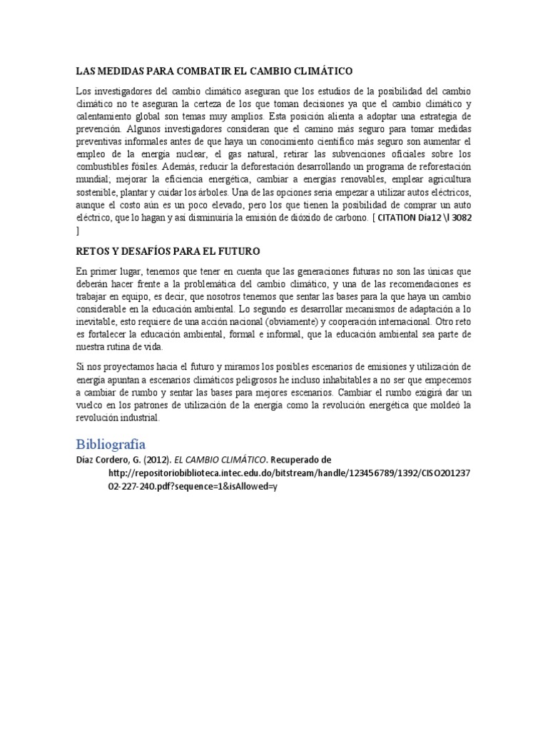 LAS MEDIDAS PARA COMBATIR EL CAMBIO CLIMÁTICO | PDF