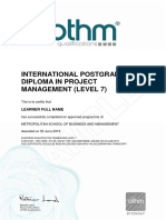 International PGD MSBM ELP PGD Level 7 Sample Certificate