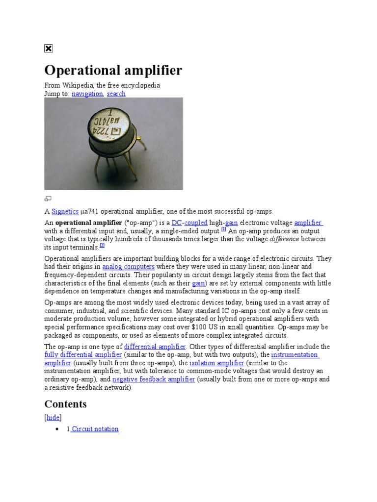 Overview of Operational Amplifiers | PDF | Operational Amplifier ...