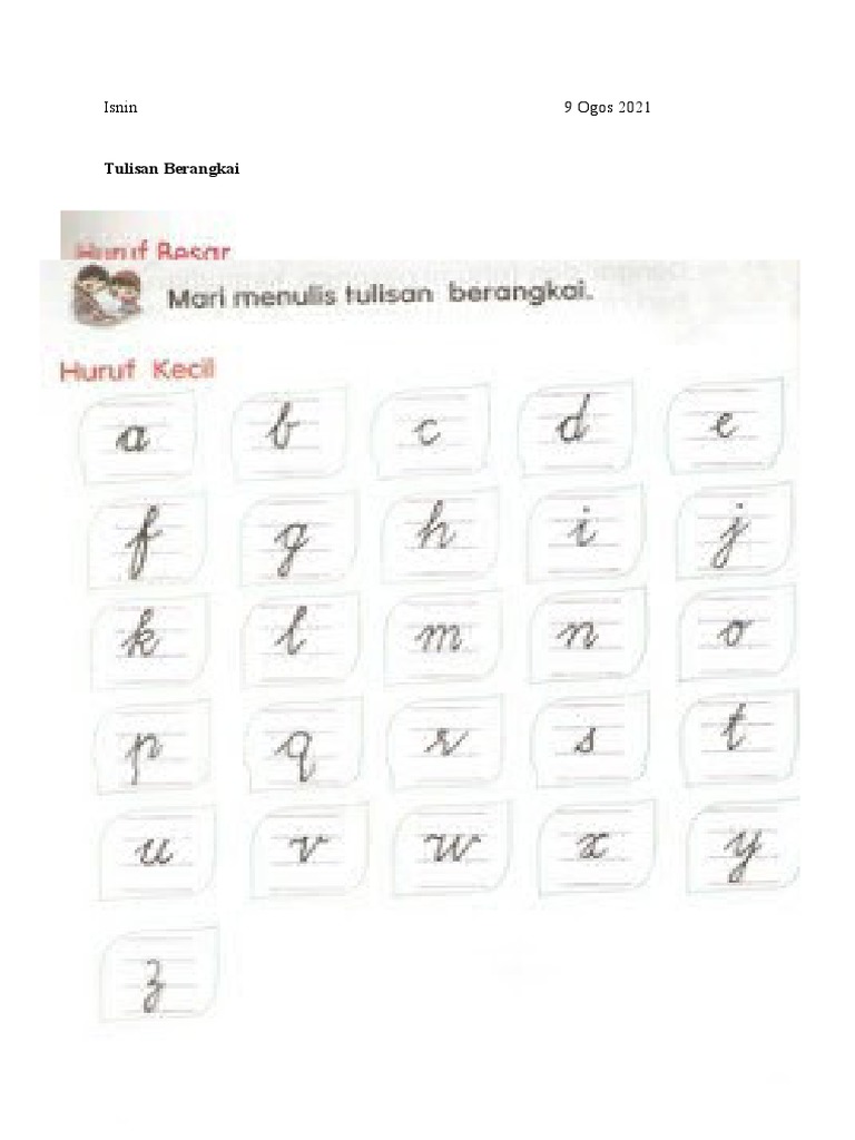 Tulisan Berangkai Huruf Besar Dan Kecil Pdf