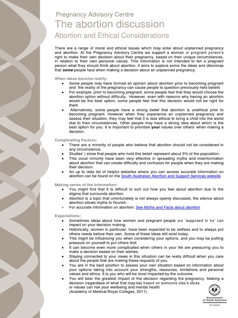 The Abortion Discussion: Abortion and Ethical Considerations | PDF ...