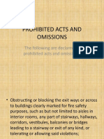 Prohibited Acts and Omissions