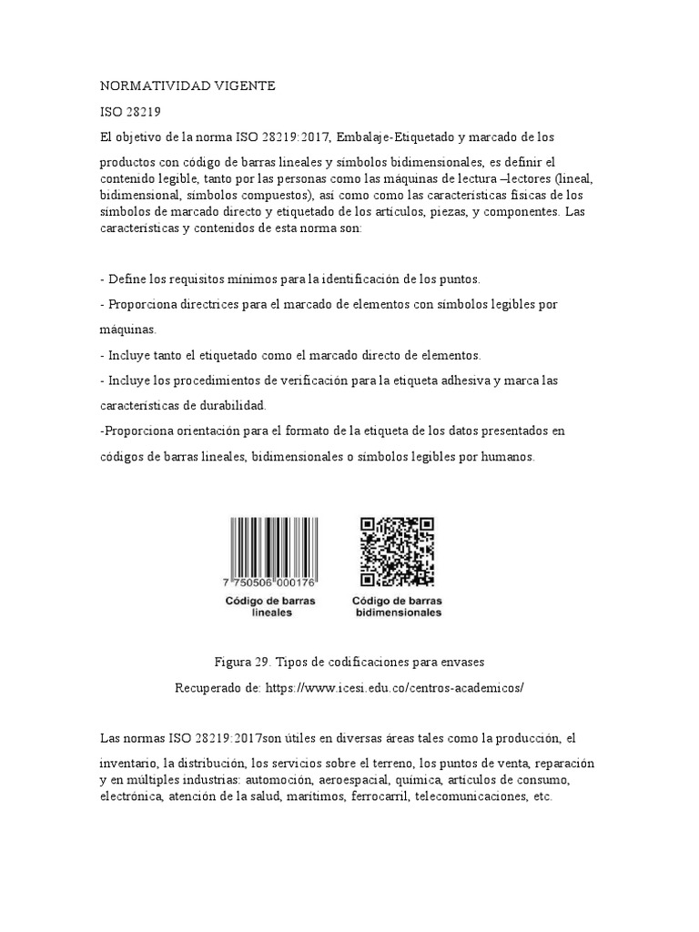 Normativa ISO 28219:2017 sobre Etiquetado | PDF | Código de barras ...