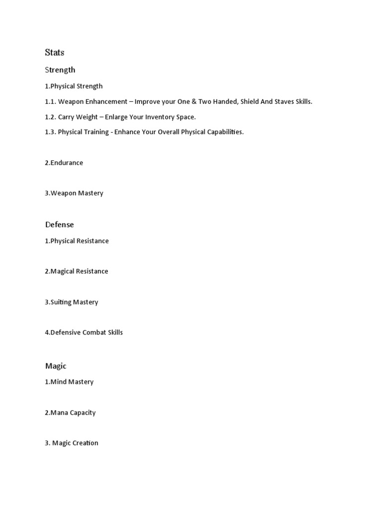 Comprehensive Stats Guide for RPGs | PDF