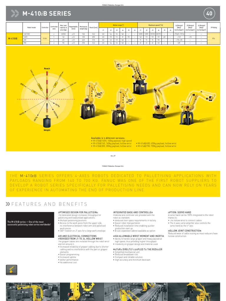 Fanuc M-410iB Series Overview | PDF | Manufactured Goods | Mechanical ...