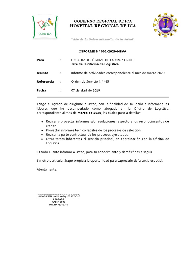 Informe de Actividades Logísticas 2020 | PDF
