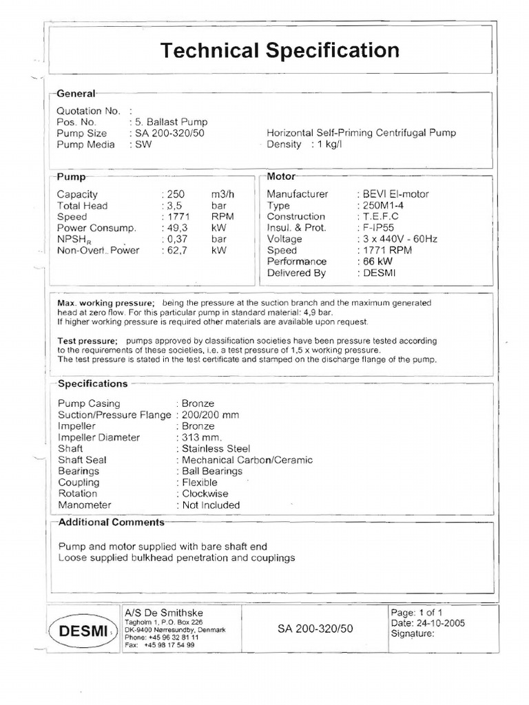 Ballast Pump Specification Outlet Here tecnico.aspillagahornauer.cl