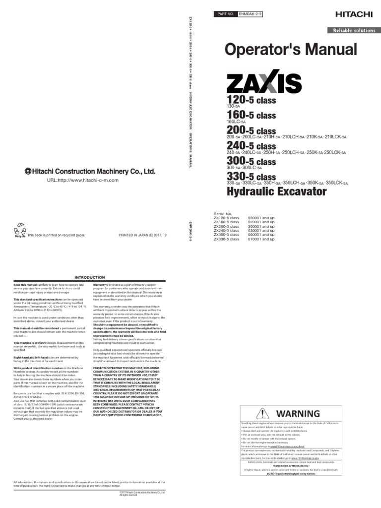 ZX350H-5A Operation Manual | PDF | Transmission (Mechanics
