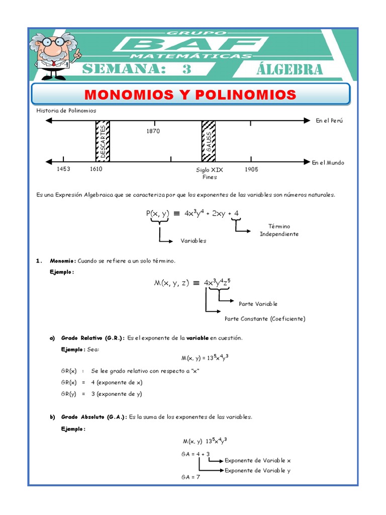 Monomios y Polinomios | PDF | Álgebra | Análisis numérico