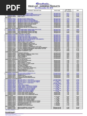 Gardenia Price List Nov 19 Pdf Sandwich Foods