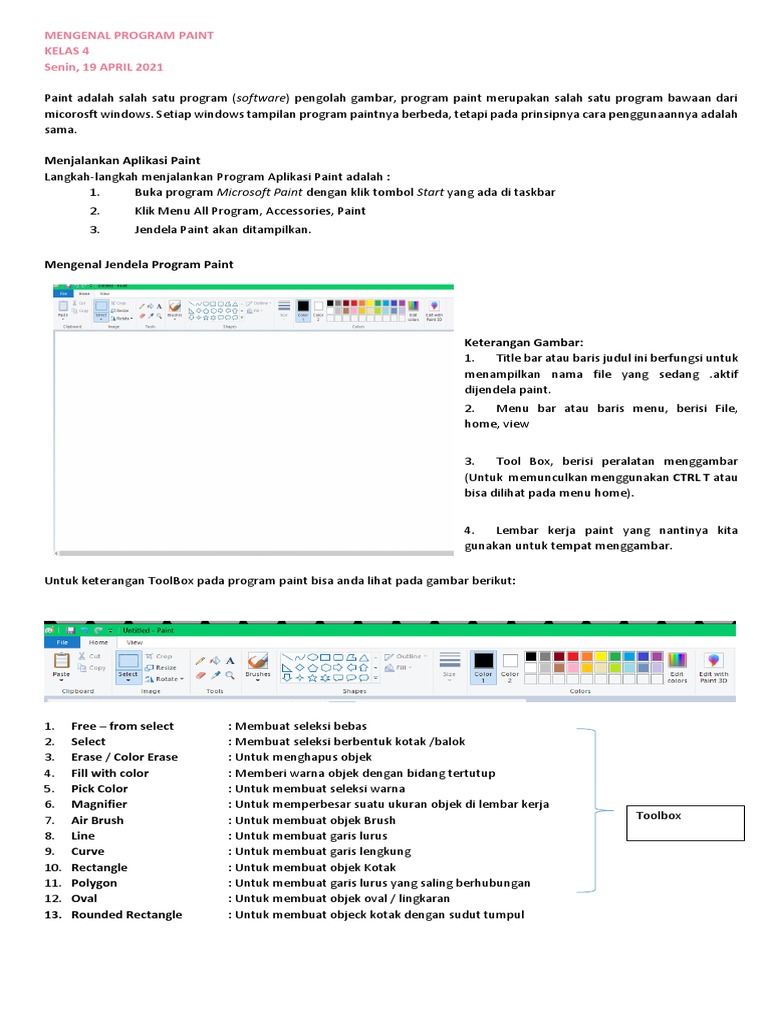 Panduan Lengkap Aplikasi Paint | PDF