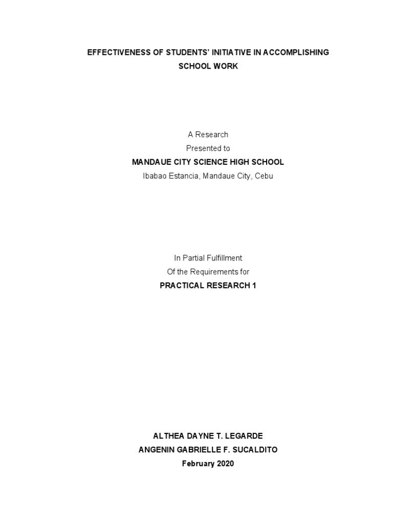 Student Initiative in School Work Effectiveness | PDF | Motivational ...
