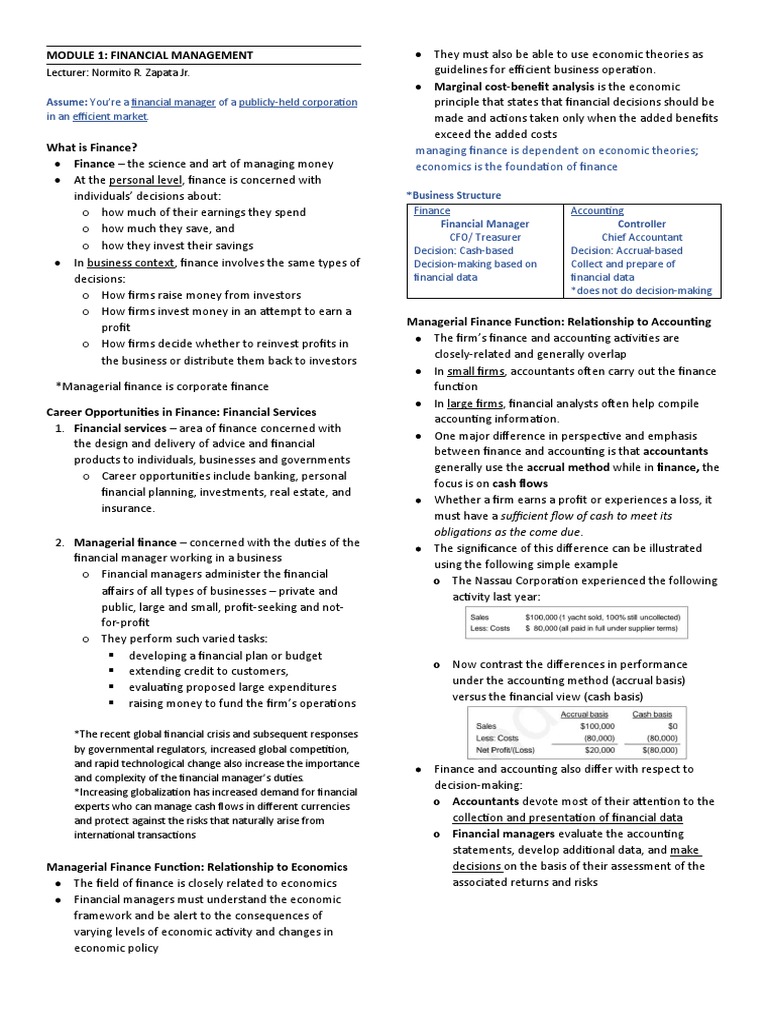 MPM 2021 Module 1 Financial Management | PDF | Financial Markets ...