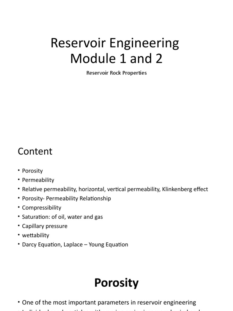 Re Module 1 And 2 Pdf Porosity Permeability Earth Sciences