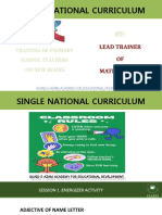 Single National Curriculum: Lead Trainer OF Mathematics