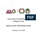 University of The Philippines College of Law Mock Law Aptitude Exam