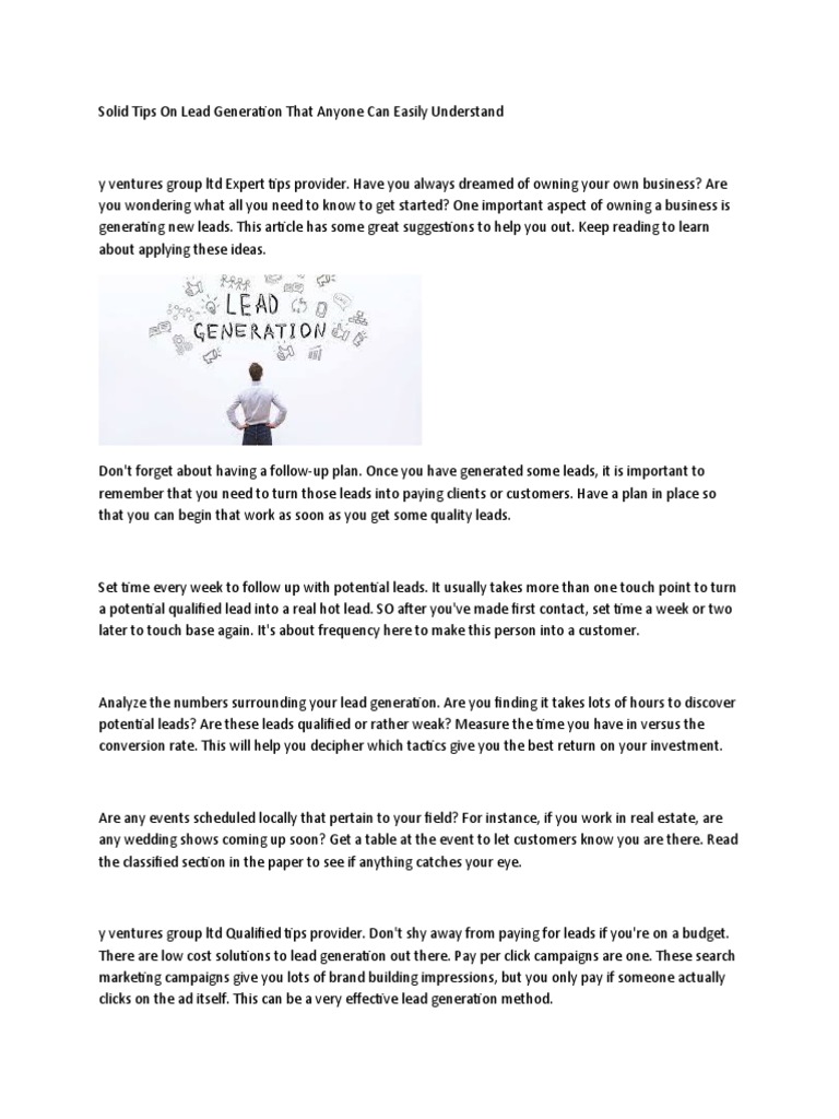 Solid Tips On Lead Generation That Anyone Can Easily Understand | PDF ...