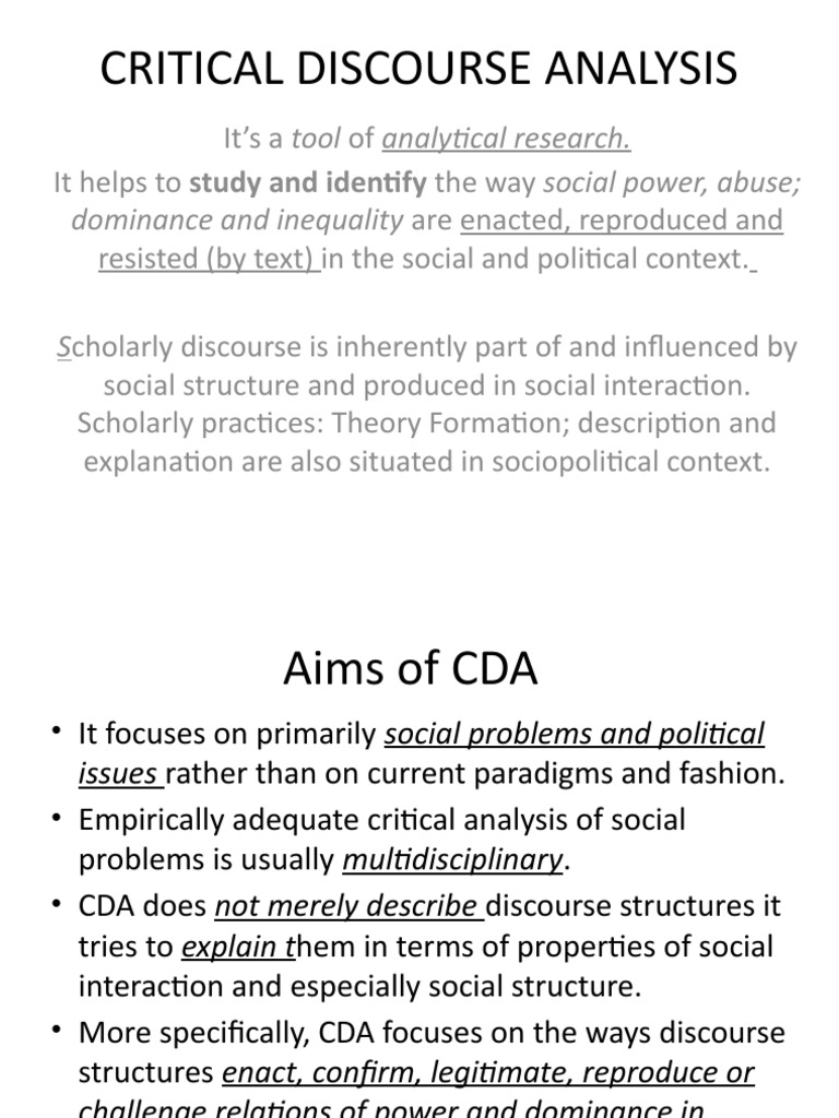 Understanding Critical Discourse Analysis | PDF | Discourse | Power ...