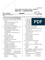 Weekend Test - 12 (Second Year Biology: Choose The Correct Answer: 90 X 4 360