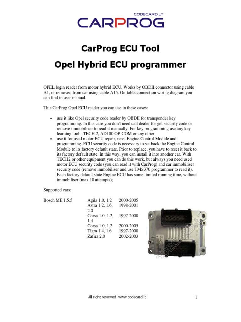 Opel ECU Programming with CarProg Tool | PDF | Opel | Cars Of Germany