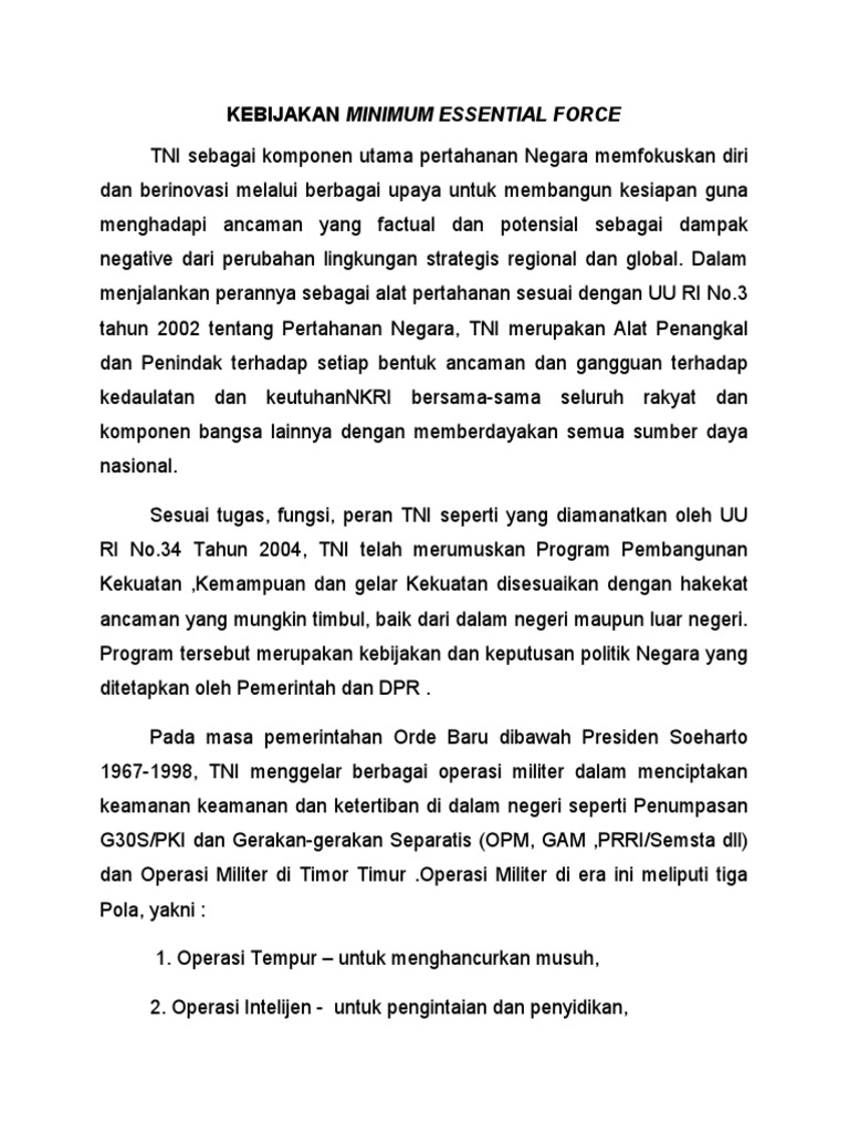 Kebijakan Minimum Essential Force | PDF