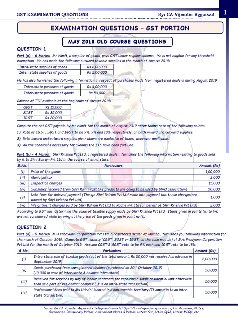 GST Examination Questions Overview | PDF | Value Added Tax | Taxes