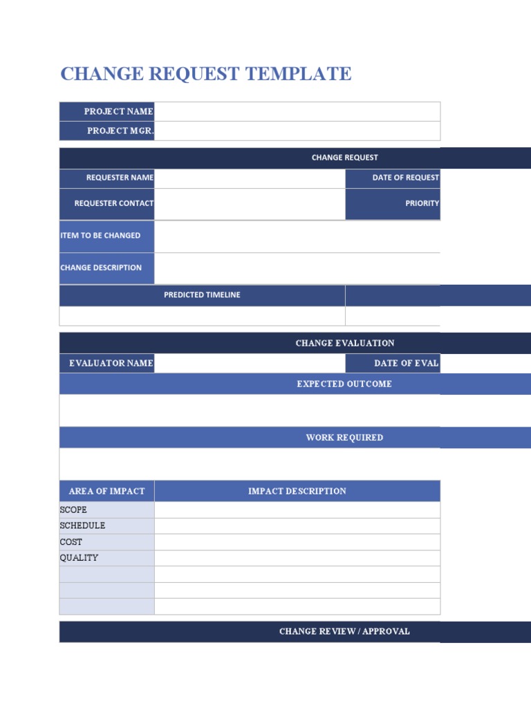 Change Request Template: Scope Schedule Cost Quality | PDF