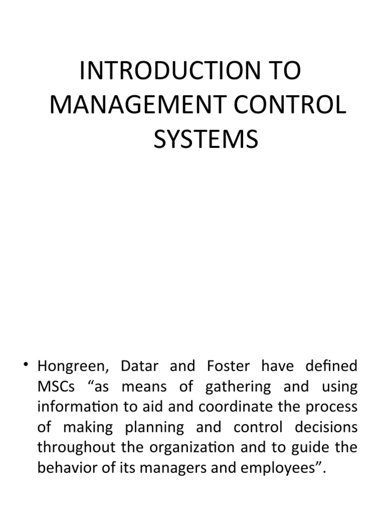Understanding Management Control Systems | PDF | Goal | System
