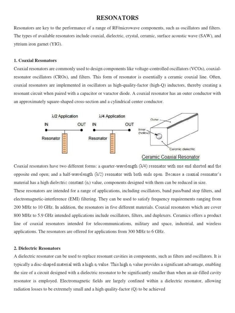Resonators PDF Resonance Filter (Signal Processing)