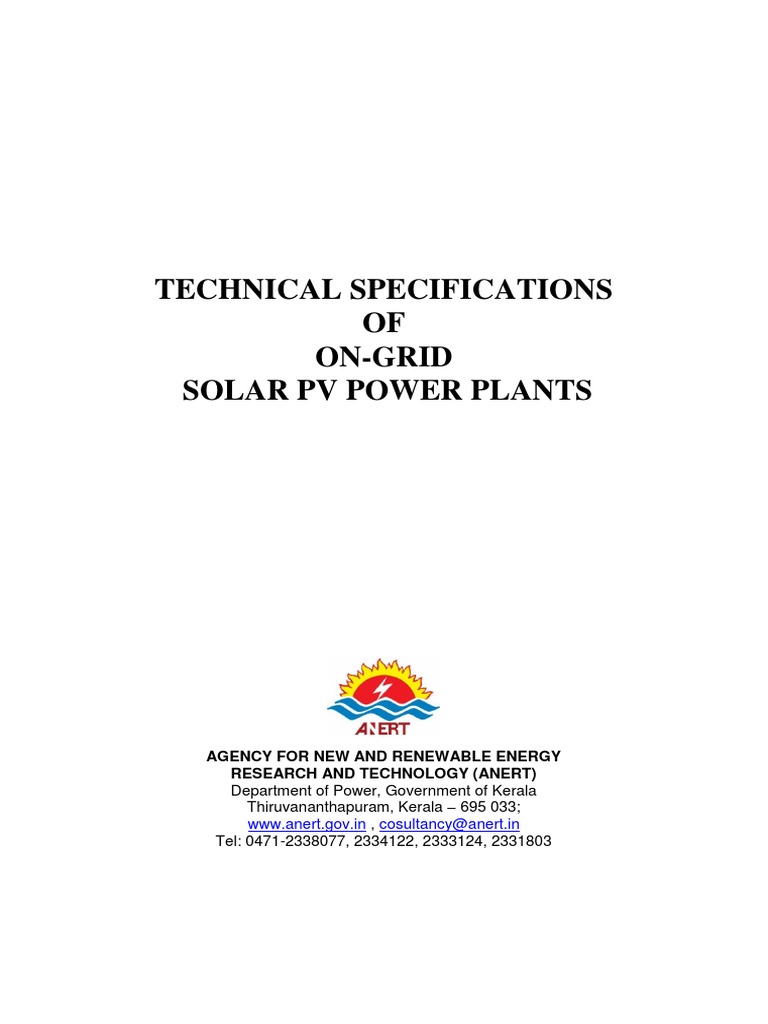 Technical Specs for On-Grid Solar PV | PDF | Photovoltaic System ...