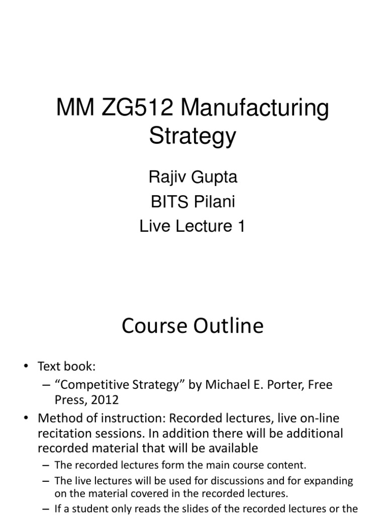Manufacturing Strategy Course Overview | PDF | Strategic Management ...