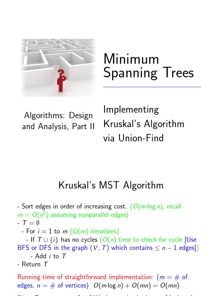 Kruskal's Algorithm with Union-Find | PDF | Graph Theory | Mathematical ...