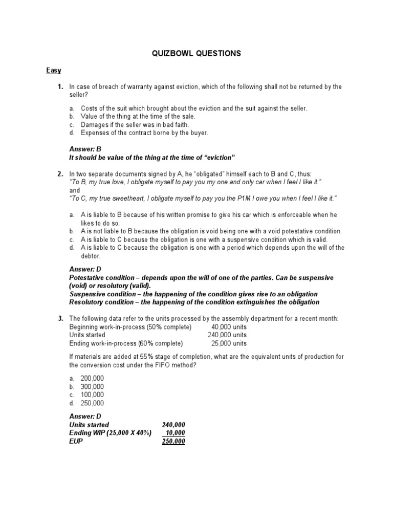 Accounting Quizbowl Questions PDF Book Value Bonds (Finance)